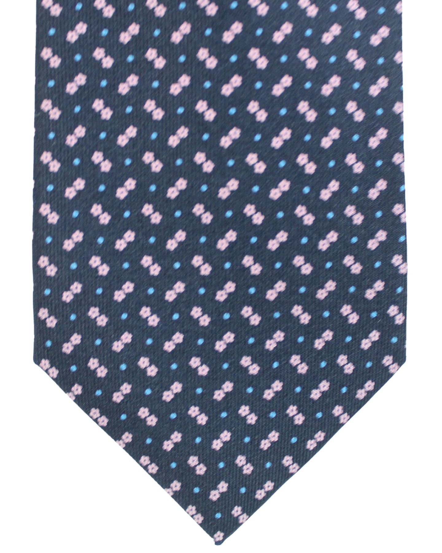 E. Marinella Tie Dark Blue Pink Mini Floral Design