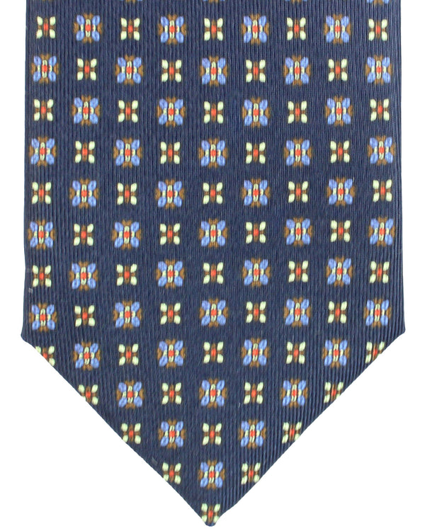 E. Marinella Tie Black Brown Gold Geometric Print SALE Sartorial