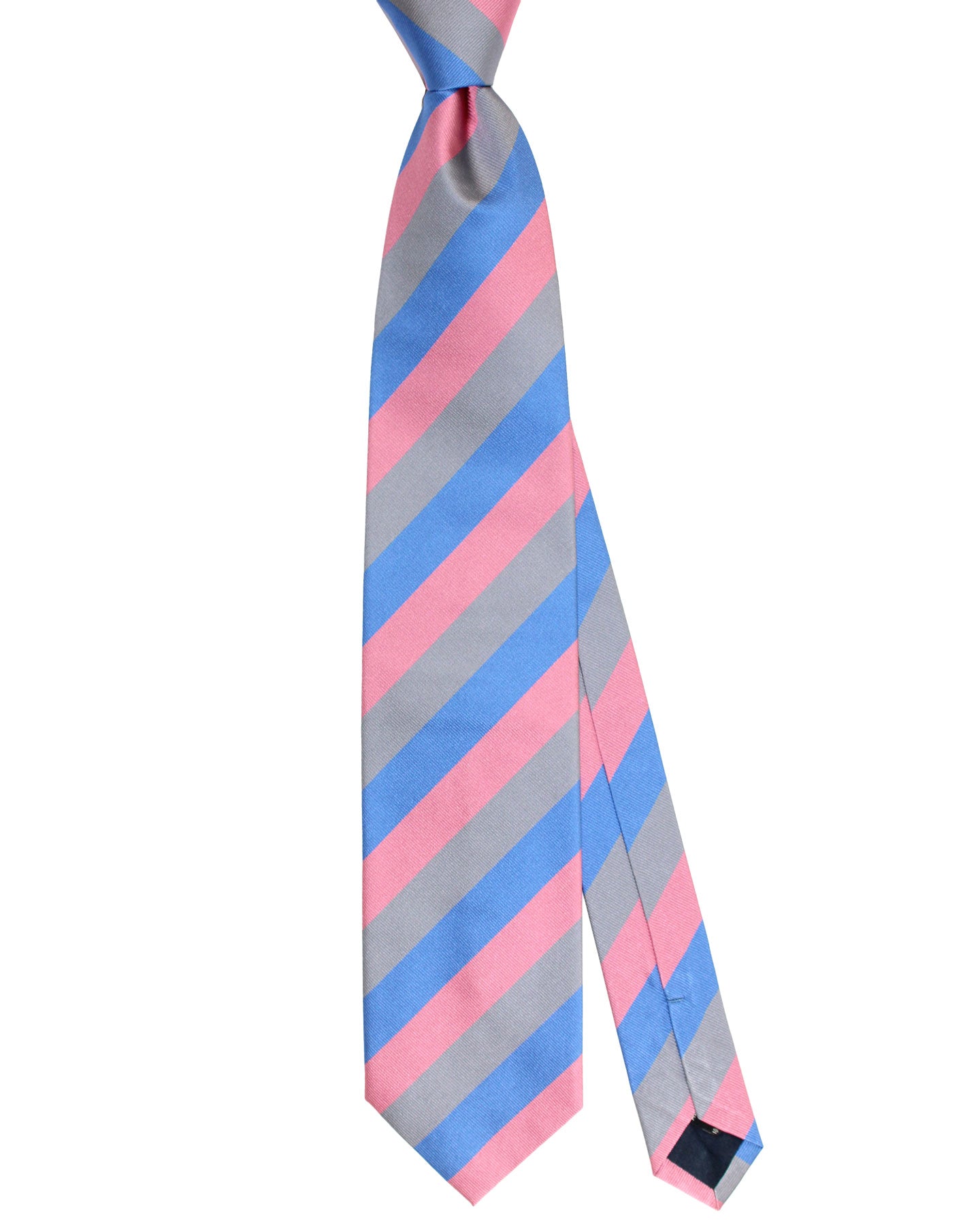 E. Marinella Tie Pink Blue Gray Stripes Design