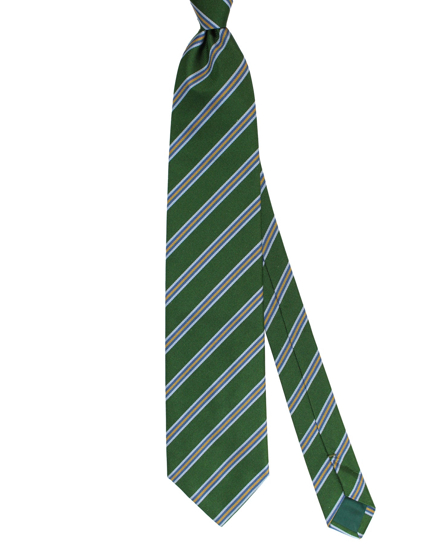 E. Marinella Tie Green Blue Stripes Design