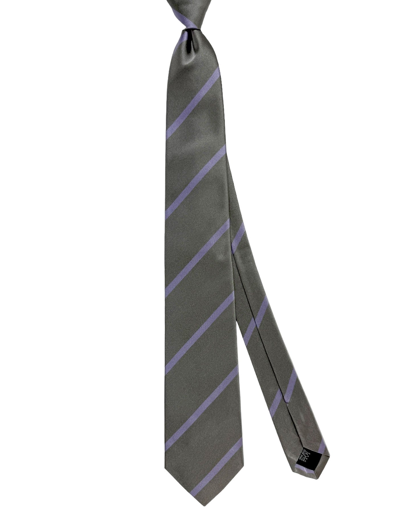 E. Marinella Tie Gray Lilac Stripes Design