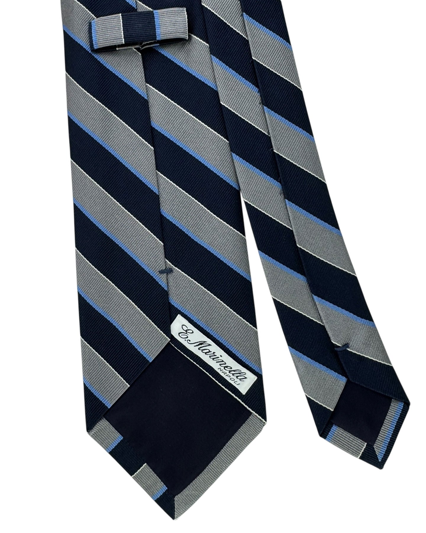 E. Marinella Silk Tie Gray Navy Stripes