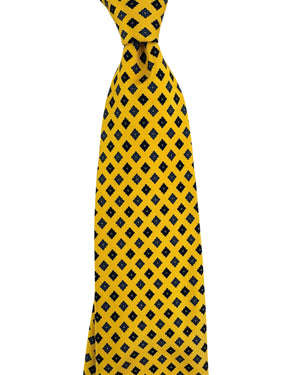 New E. Marinella Silk Tie Orange-Mustard Midnight Blue Geometric