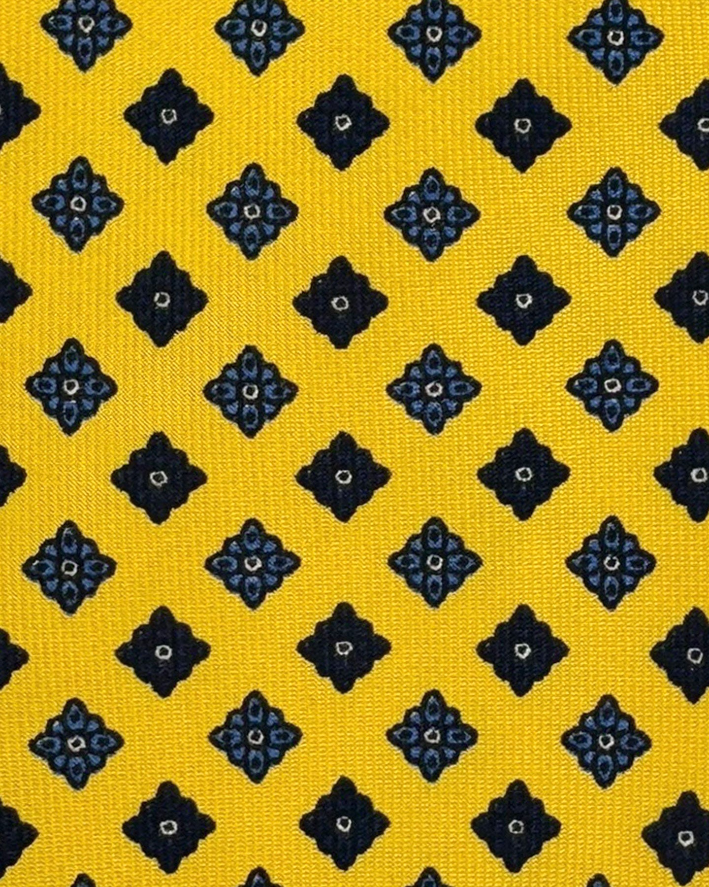 E. Marinella Silk Tie Orange-Mustard Midnight Blue Geometric