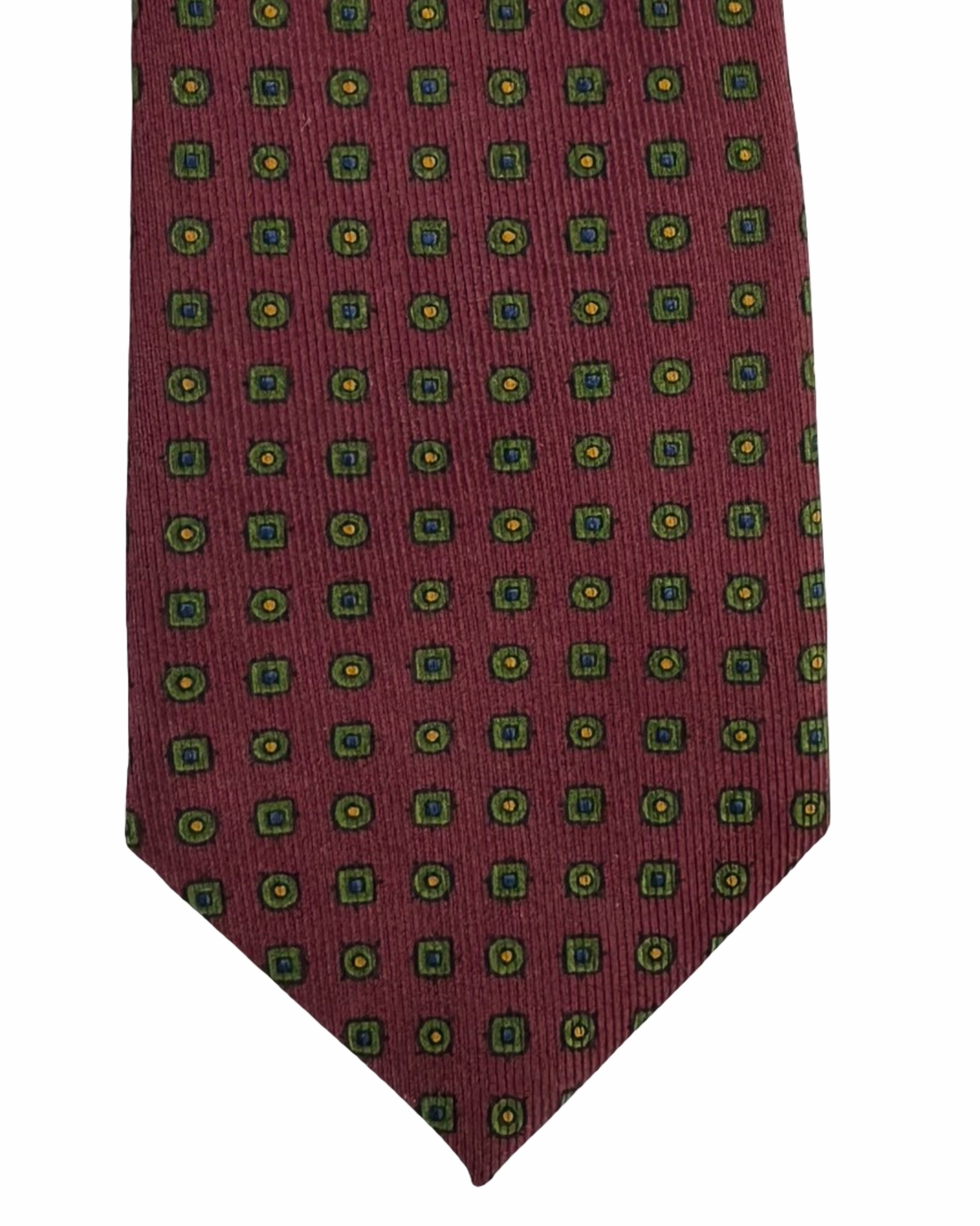 E. Marinella Silk Tie Bordeaux Green Geometric