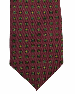 E. Marinella Silk Tie Bordeaux Green Geometric