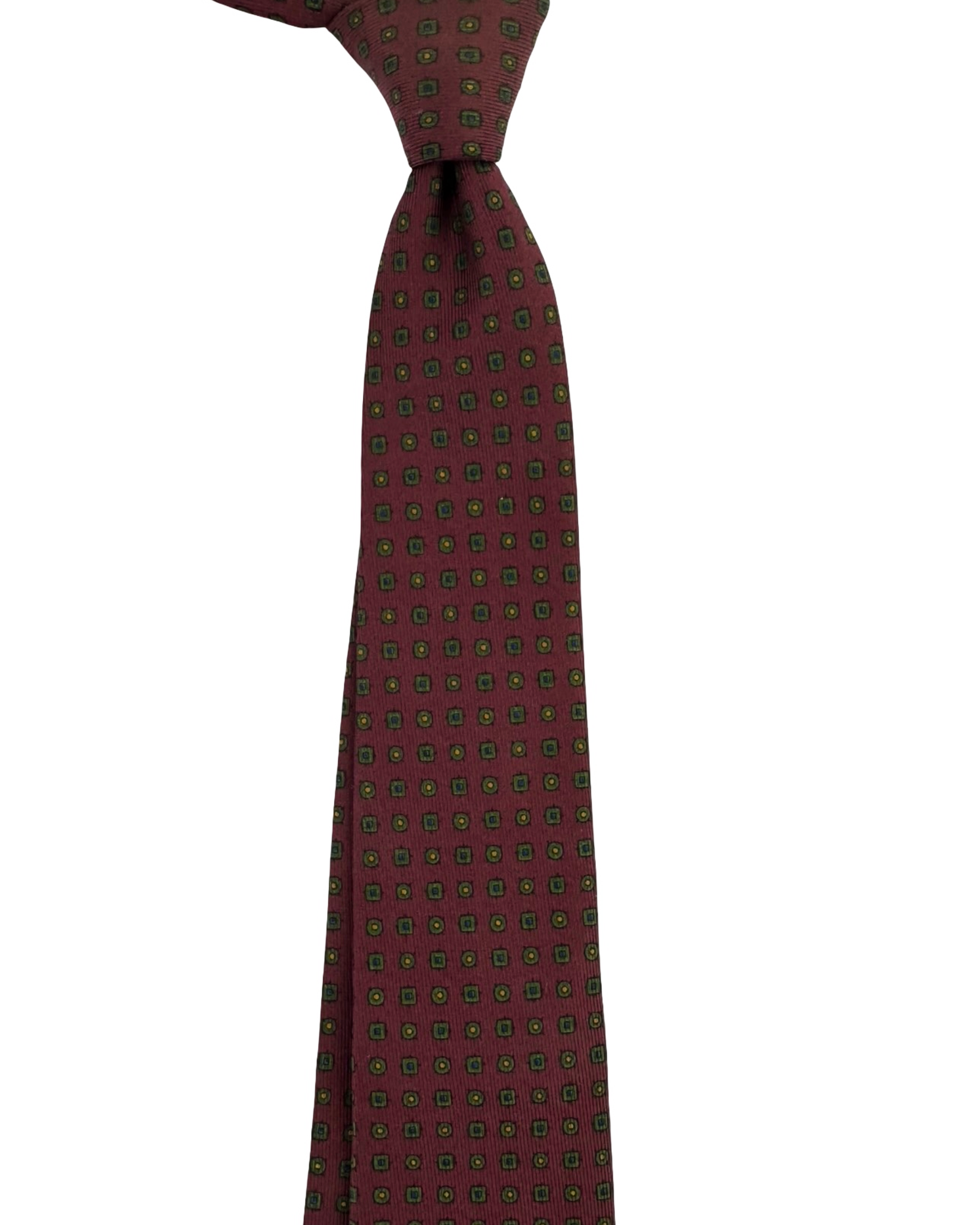 E. Marinella Silk Tie Bordeaux Green Geometric