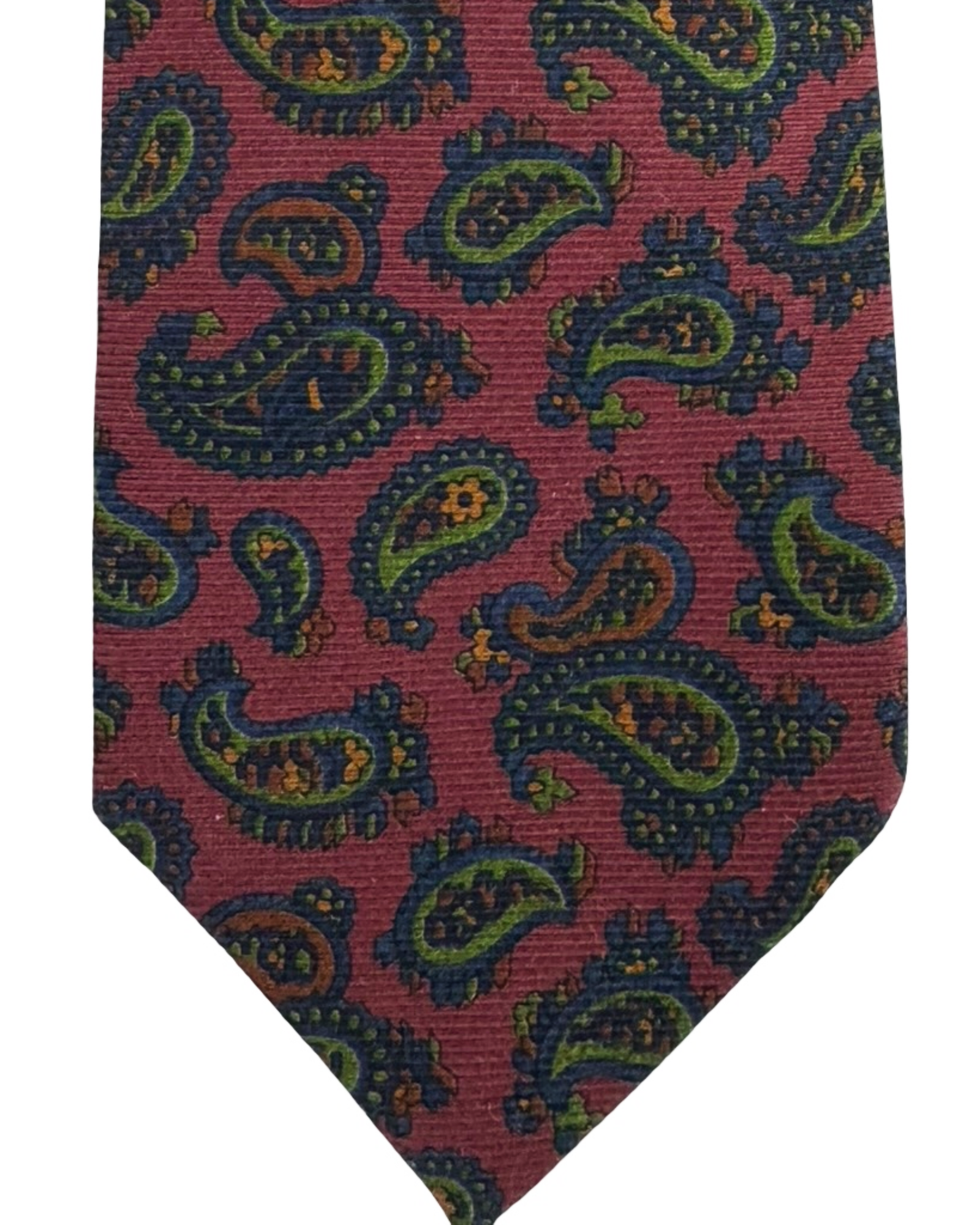 E. Marinella Silk Tie Maroon Navy Green Paisley