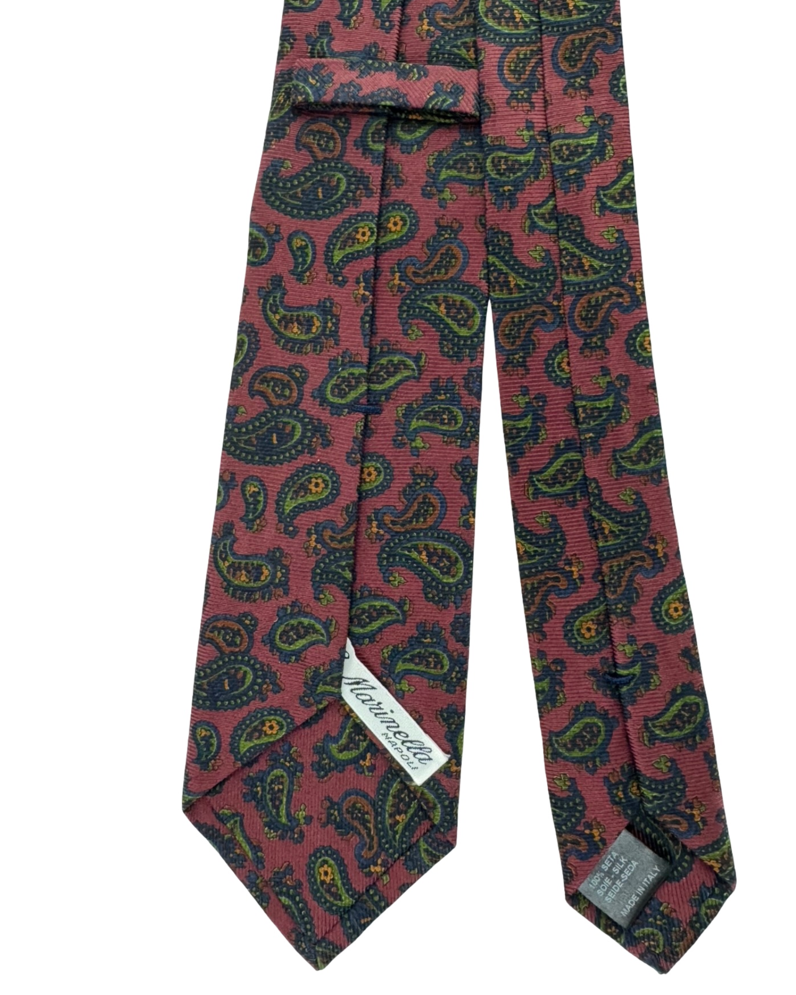 E. Marinella Silk Tie Maroon Navy Green Paisley