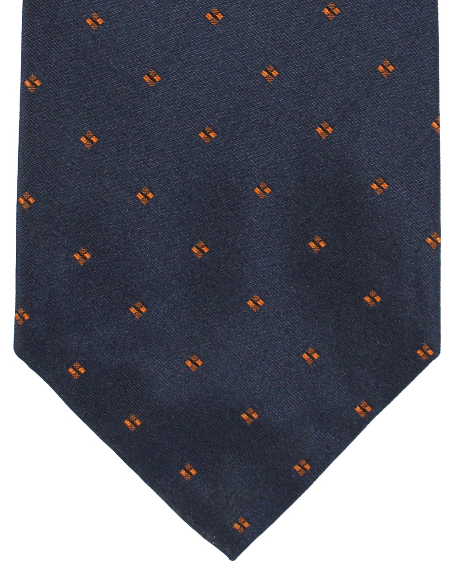 Massimo Valeri 11 Fold Tie Dark Blue Brown Geometric - Elevenfold Necktie