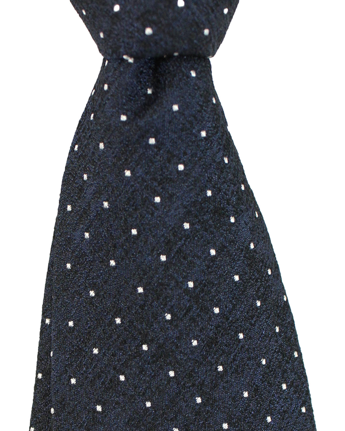 Massimo Valeri 11 Fold Tie Dark Blue Black Silver Mini Dots - Elevenfold Necktie SALE