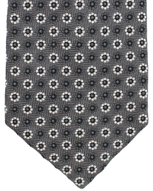 Massimo Valeri 11 Fold Tie Gray Mini Floral - Elevenfold Necktie