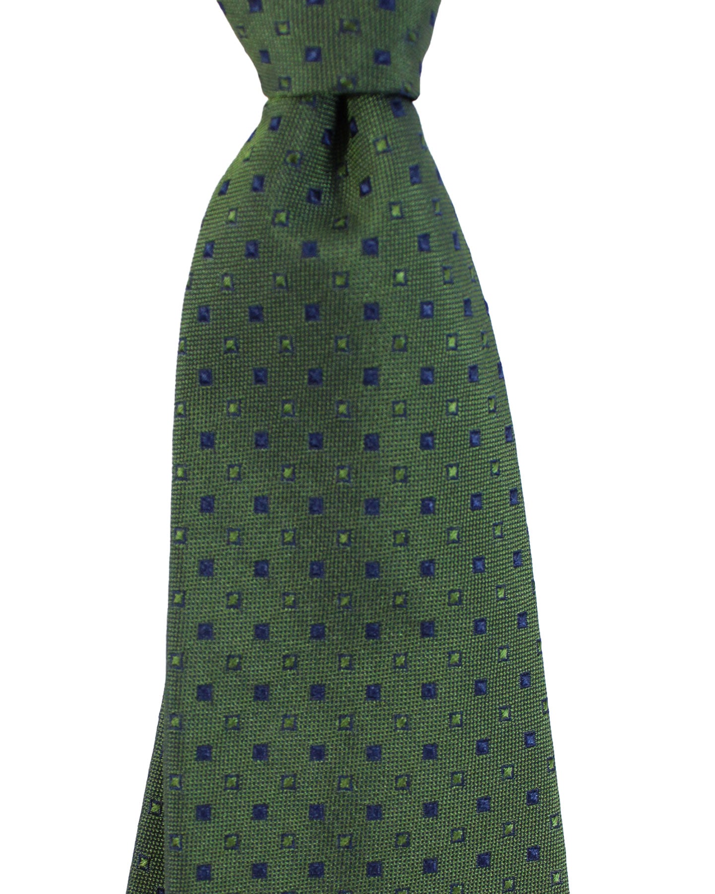 Massimo Valeri 11 Fold Tie Green Mini Squares - Elevenfold Necktie