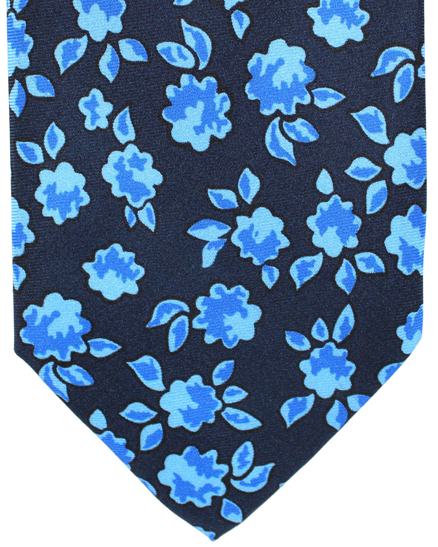 Massimo Valeri 11 Fold Tie Navy Blue Floral - Elevenfold Necktie