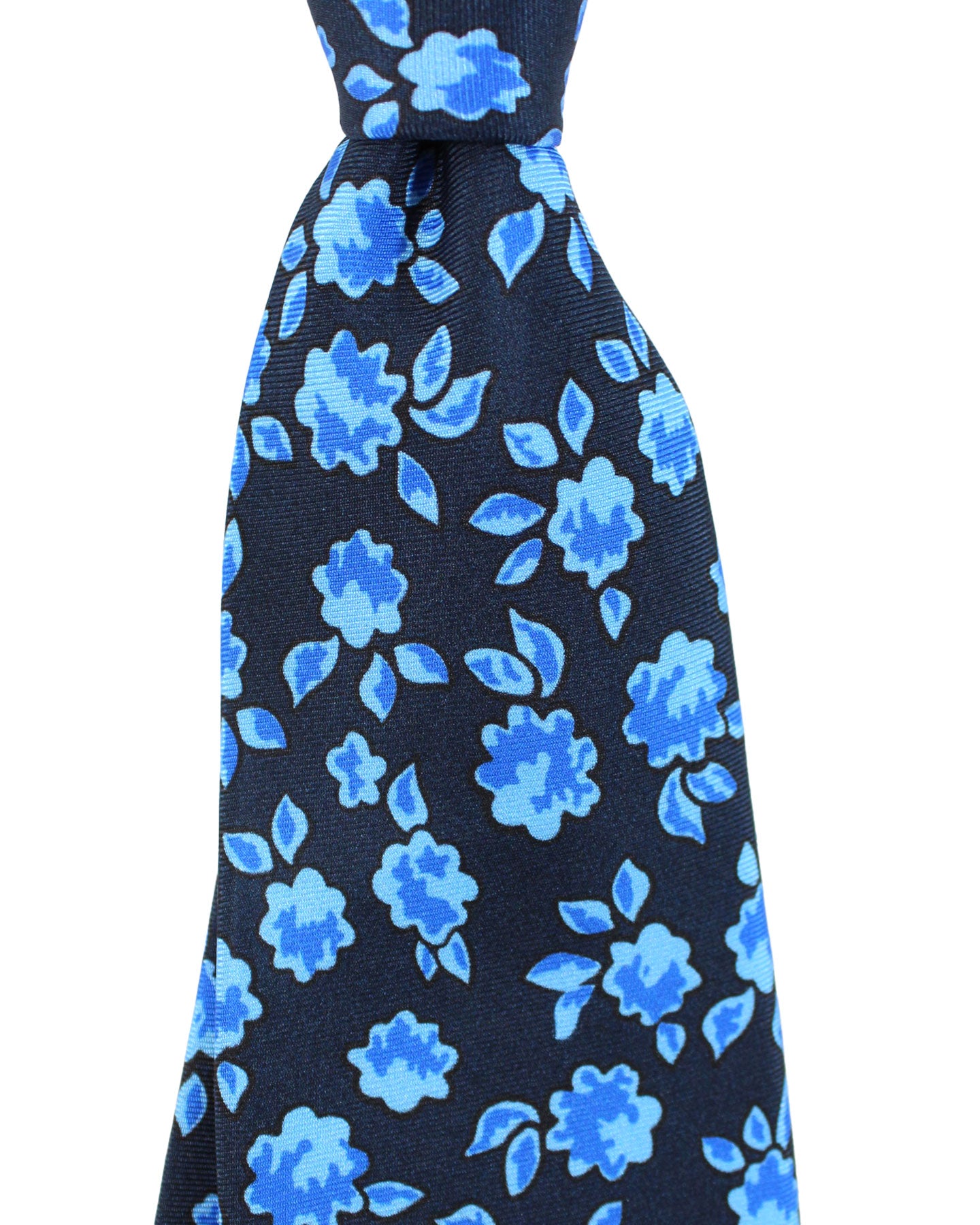 Massimo Valeri 11 Fold Tie Navy Blue Floral - Elevenfold Necktie