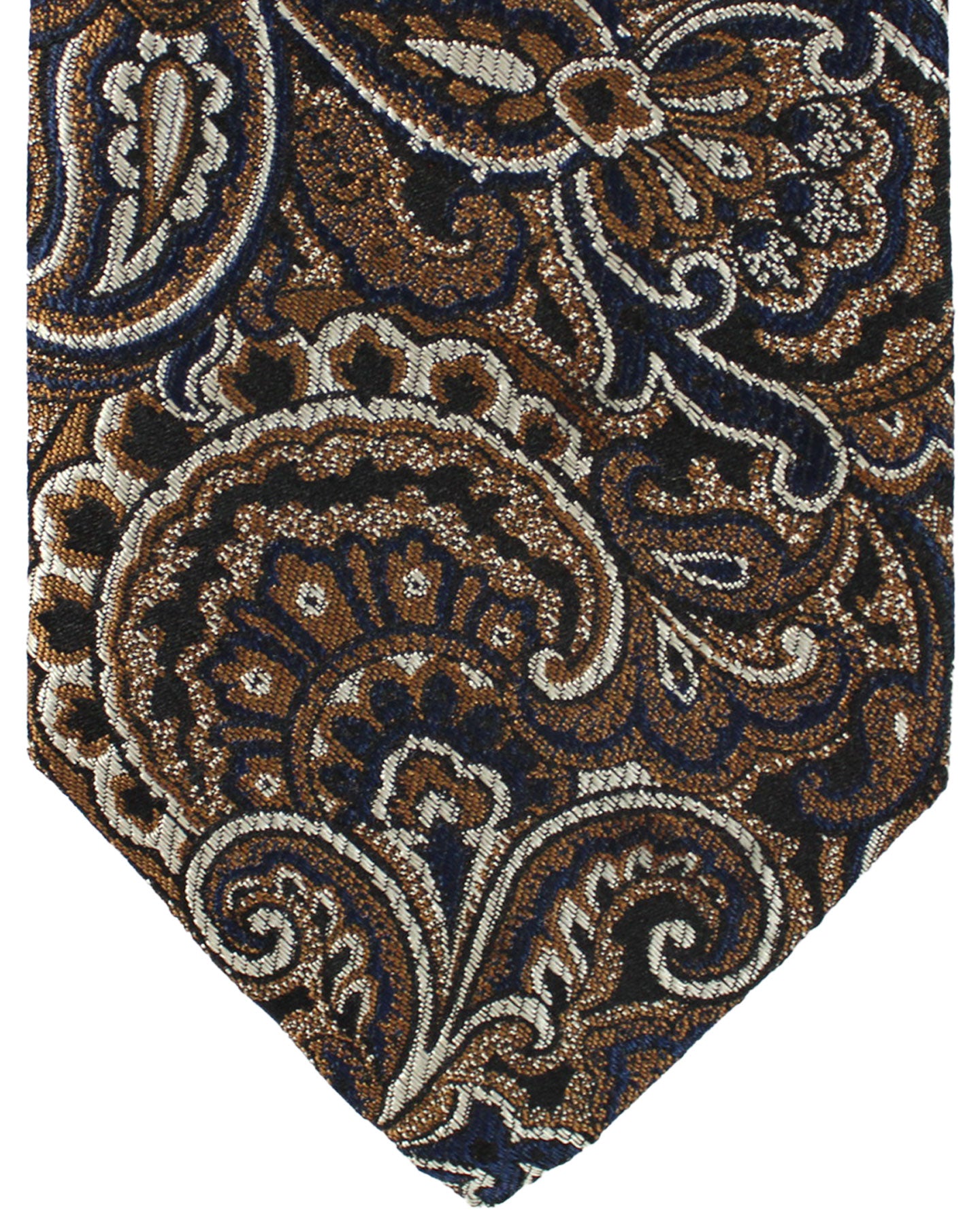 Massimo Valeri 11 Fold Tie Brown Ornamental - Elevenfold Necktie