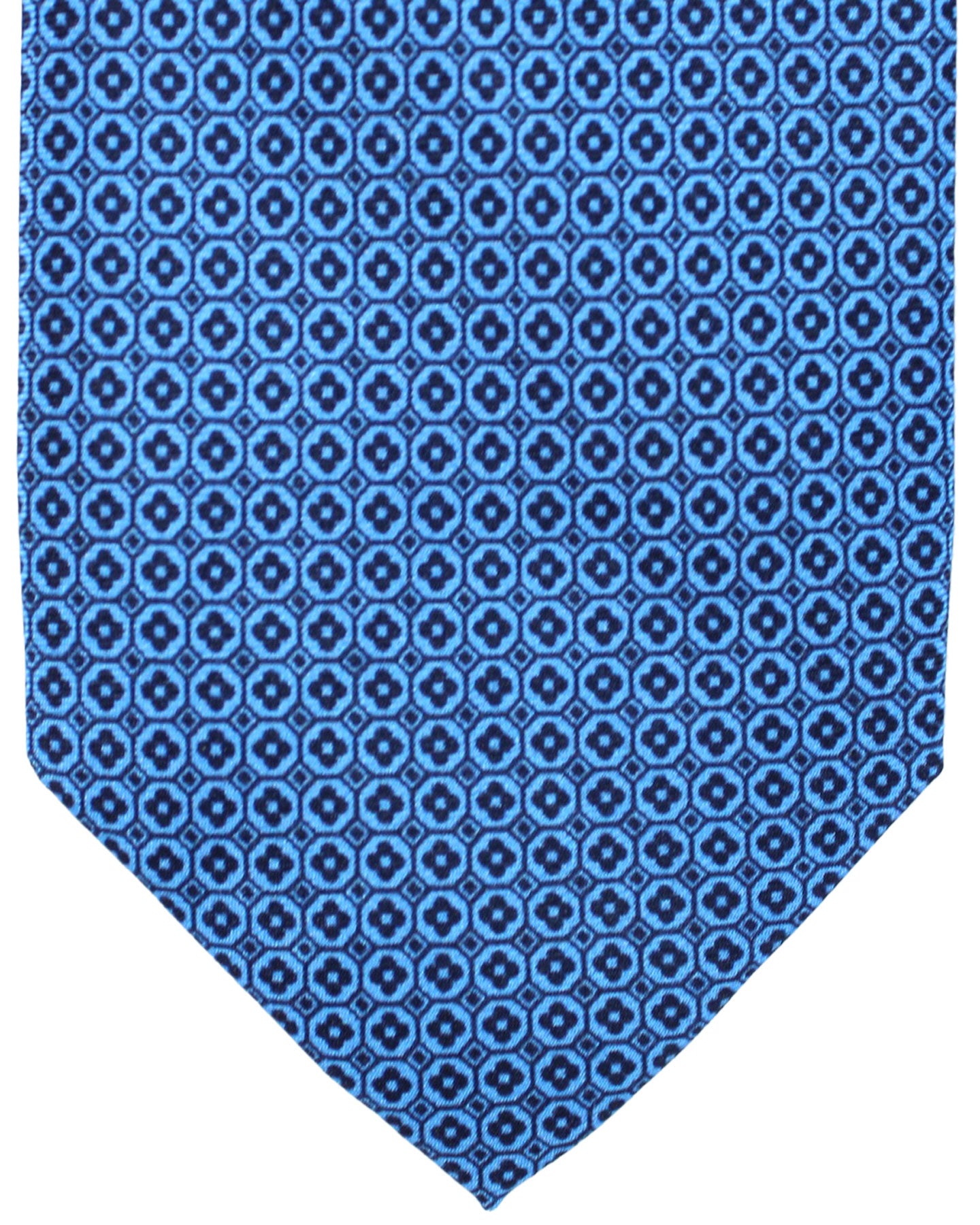 Massimo Valeri 11 Fold Tie Blue Geometric - Elevenfold Necktie