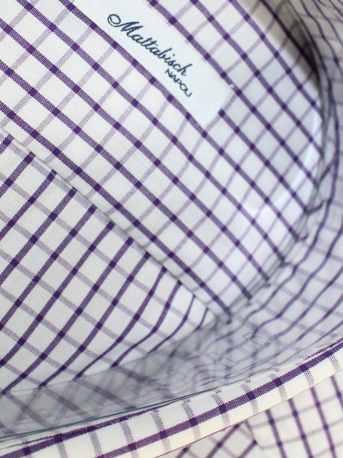 Mattabisch Shirt White Purple Graph Check 40 - 15 3/4 SALE