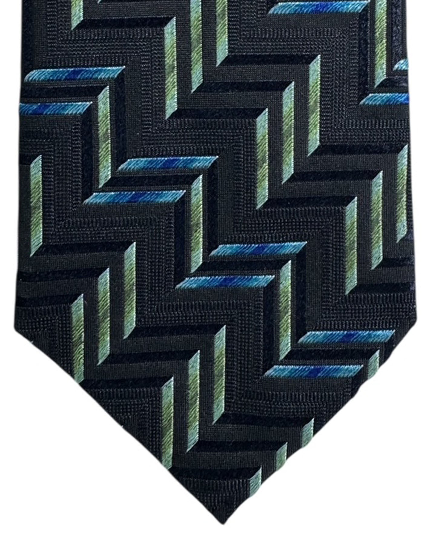 Missoni Silk Tie Black Chevron Blue & Green