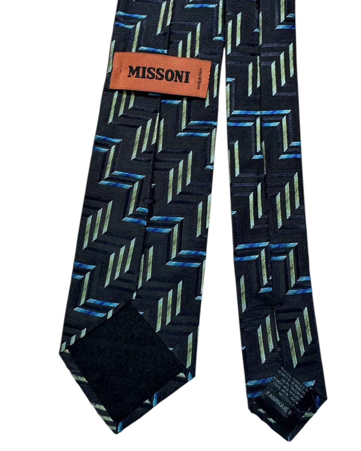 Missoni Tie  Black Chevron Blue & Green