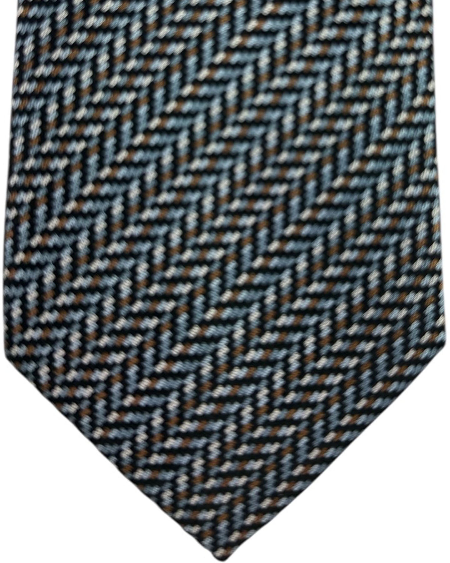 Missoni Tie Gray Blue Brown Herringbone