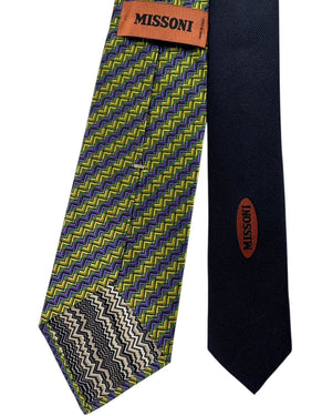 Missoni Tie Purple Green Yellow Basketweave Chevron