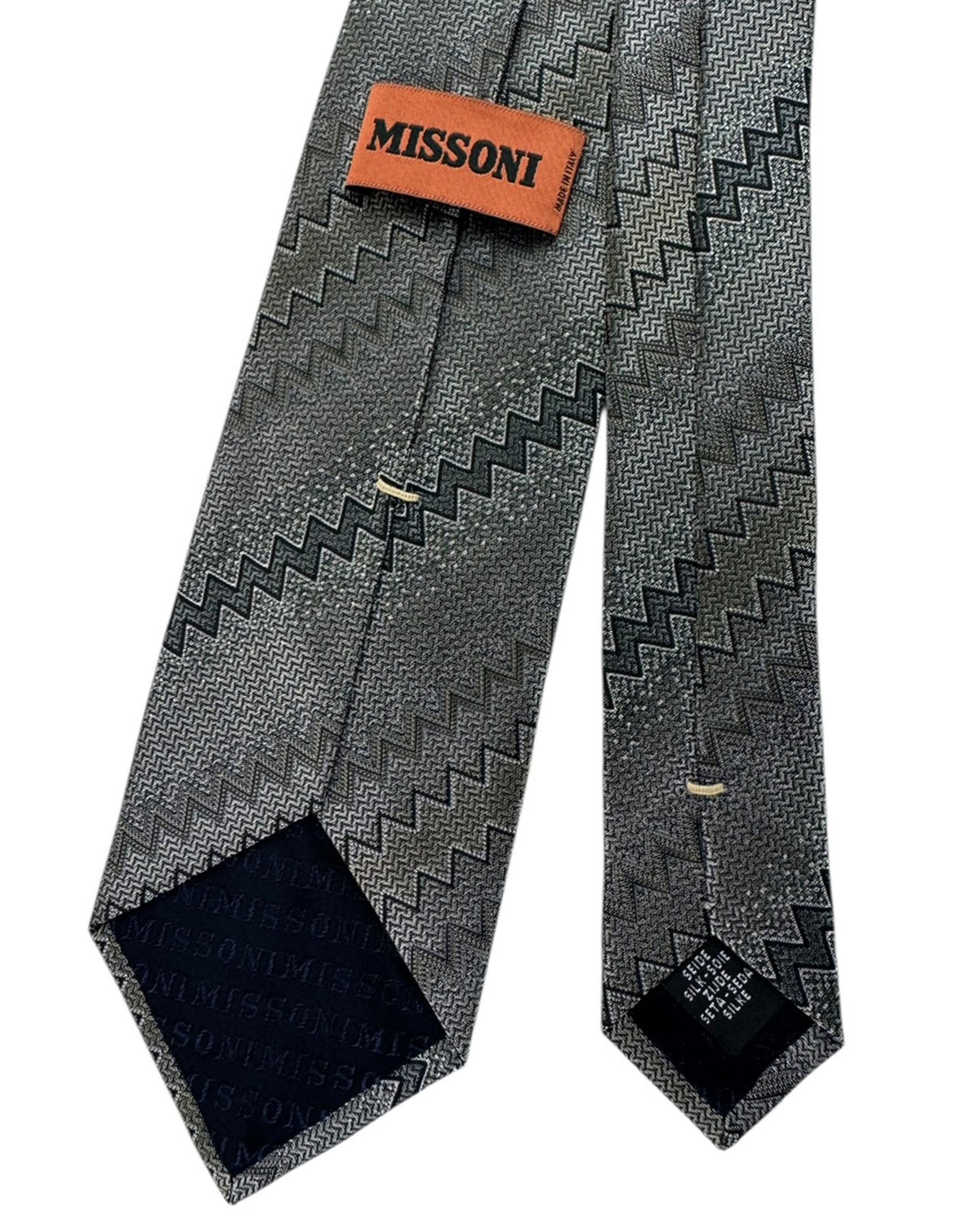 Missoni Tie Gray Textured with Zigzag Accent Stripe
