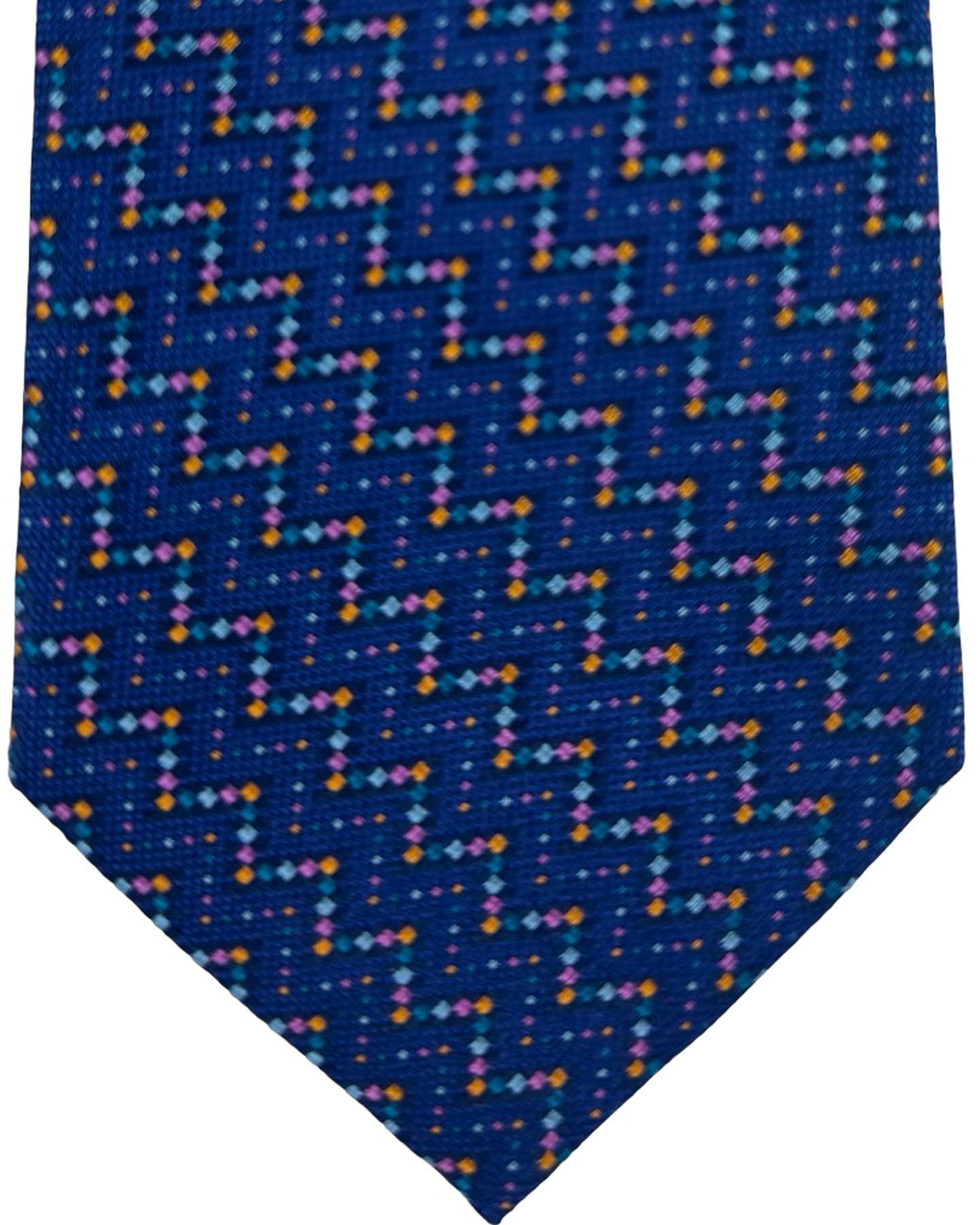 Missoni Silk Tie Royal Blue Multicolor Pixel Pattern