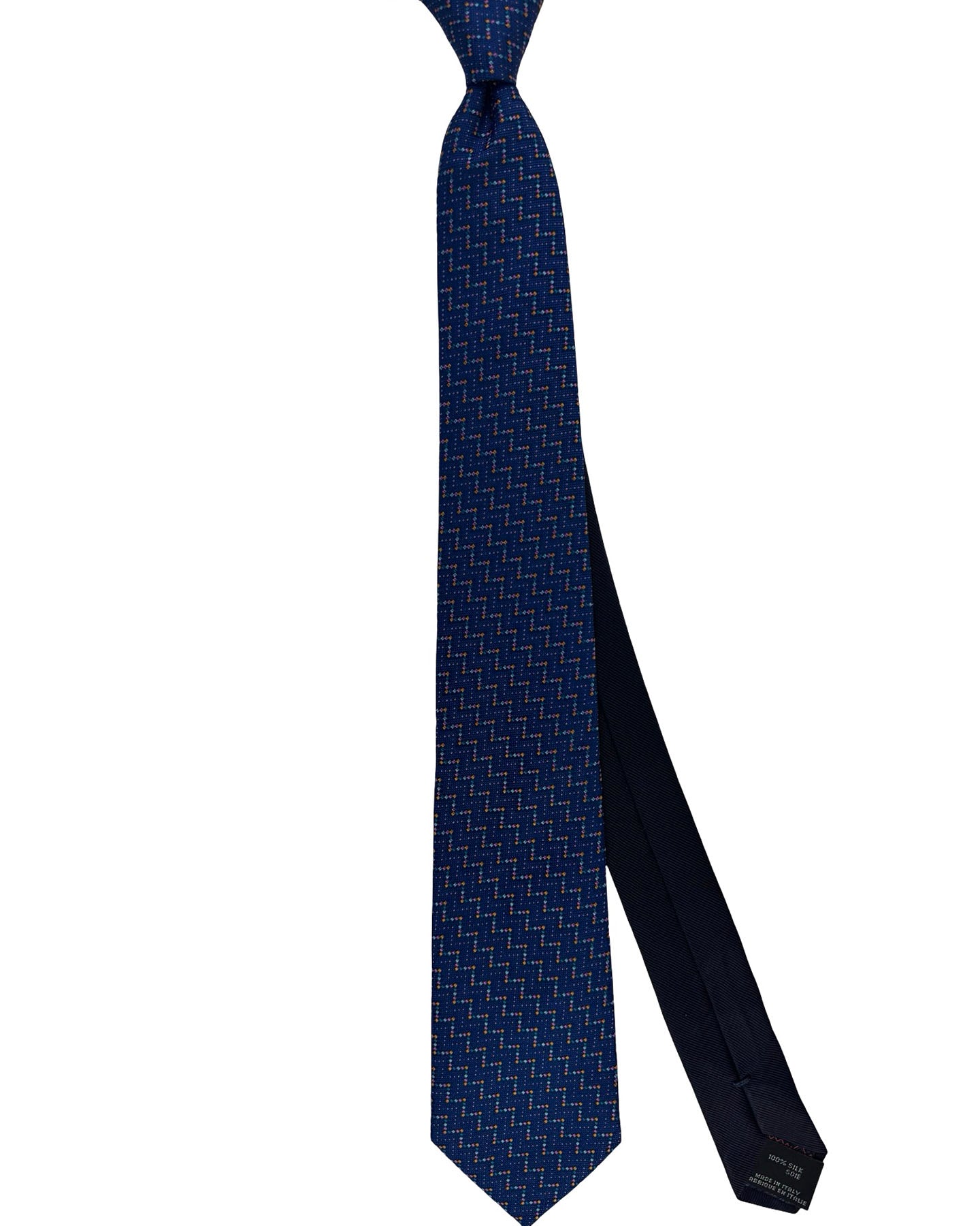 Missoni Silk Tie Royal Blue Multicolor Pixel Pattern