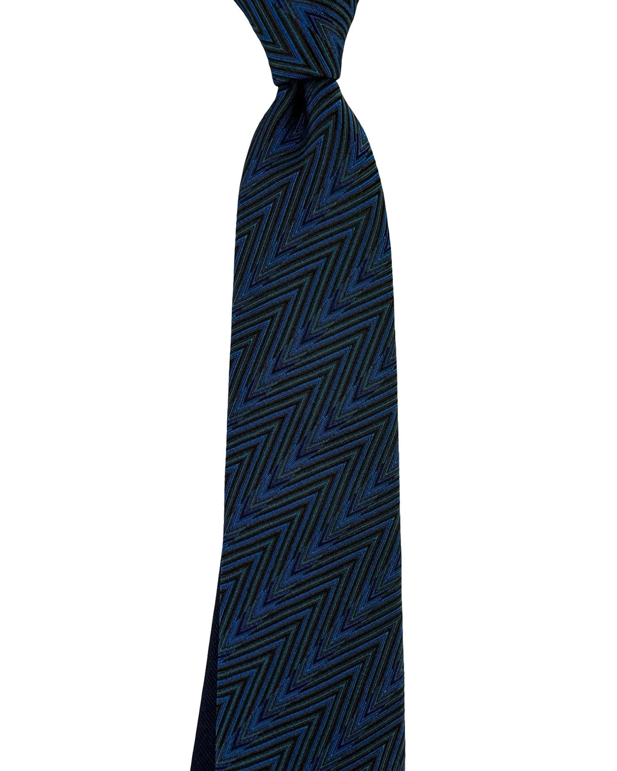 Missoni Silk Tie Blue Black Chevron Weave