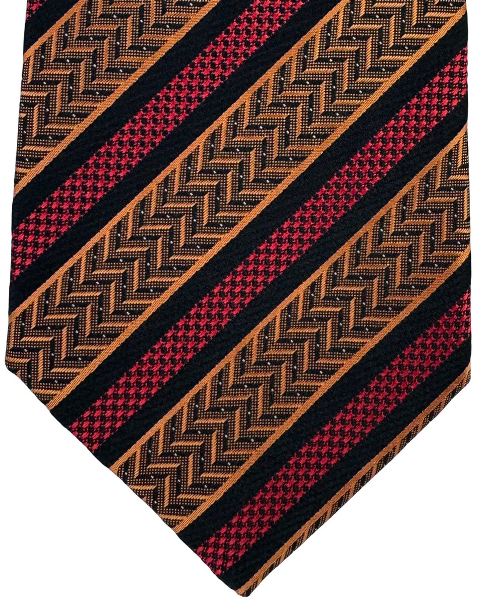 Missoni Silk Tie Black And Brown Herringbone Stripe