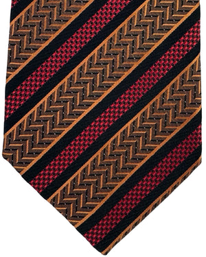 Missoni Silk Tie Black And Brown Herringbone Stripe