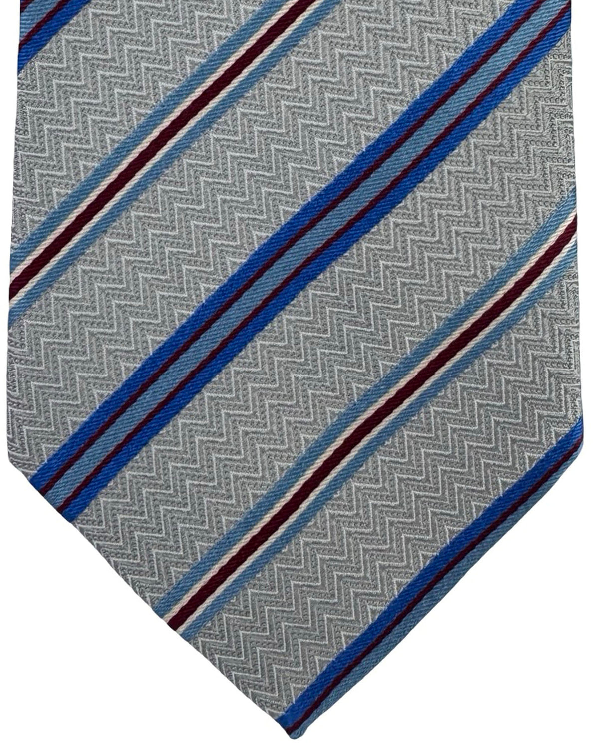 Missoni Silk Tie Blue And Fuchsia Stripe Pattern