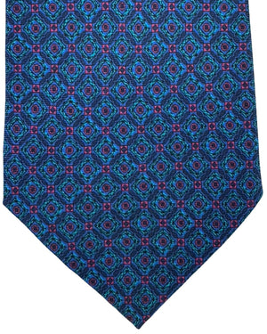 Missoni Silk Tie Blue And Teal Diamond Medallion Pattern