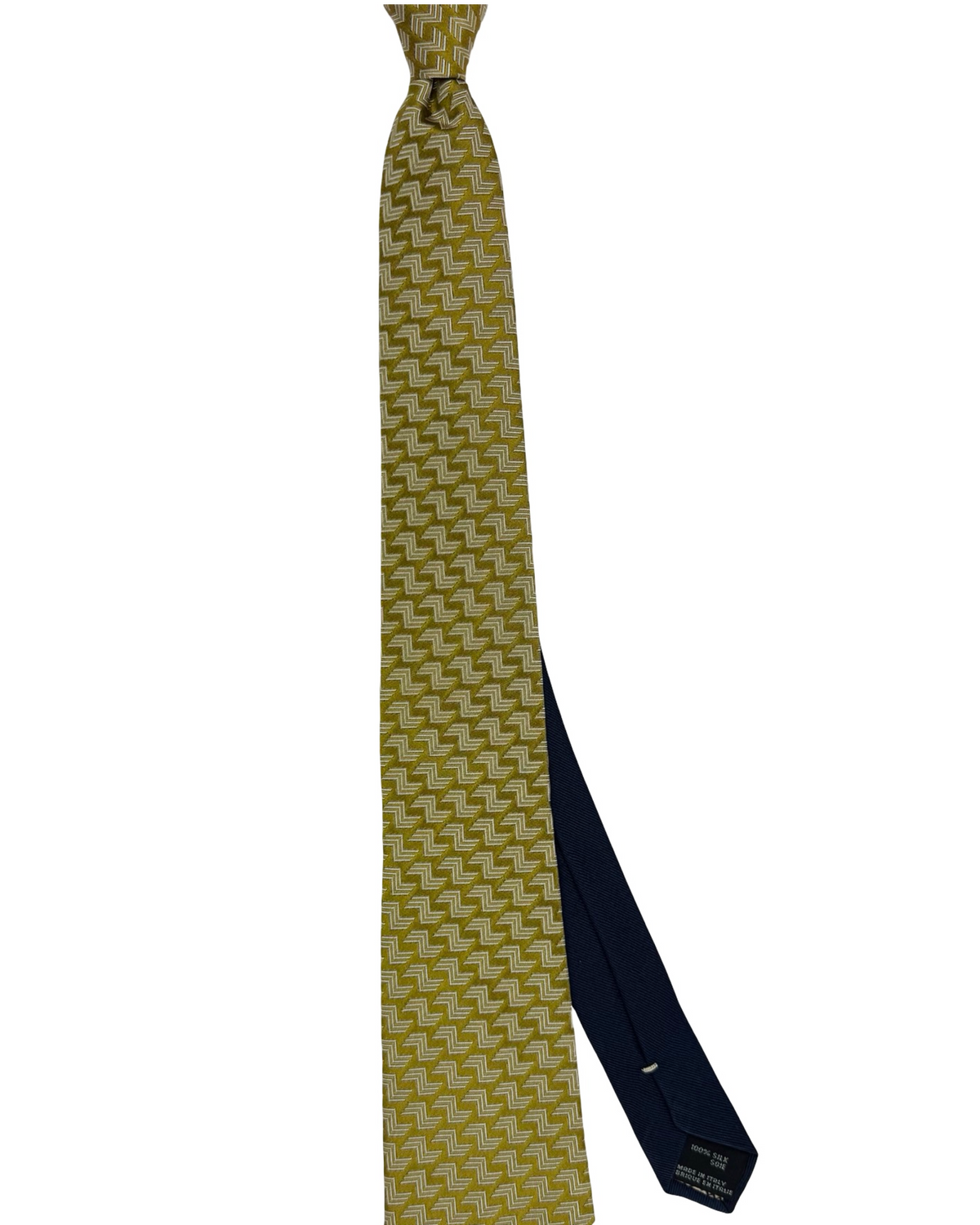 Missoni Silk Tie Olive Silver-Gray Zig Zag Pattern