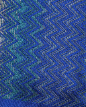 Missoni Silk Pocket Square Royal Blue Herringbone Design