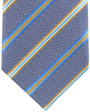Missoni Necktie Royal Blue Olive Zig Zag Stripes Design
