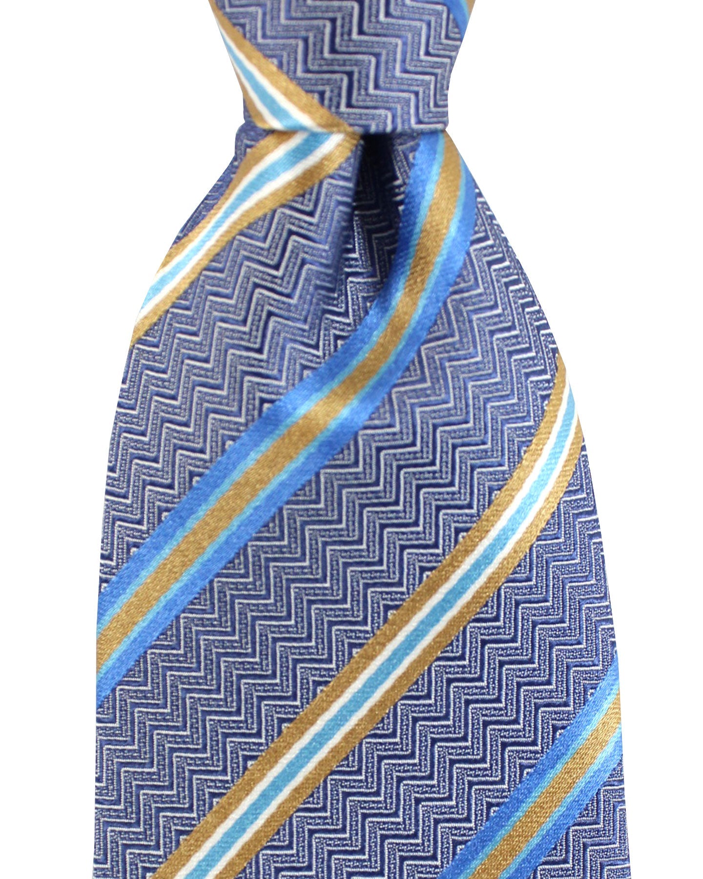 Missoni Necktie Royal Blue Olive Zig Zag Stripes SALE - Tie Deals