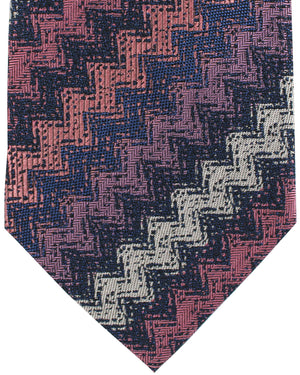 Missoni Necktie Navy Pink Zig Zag Design
