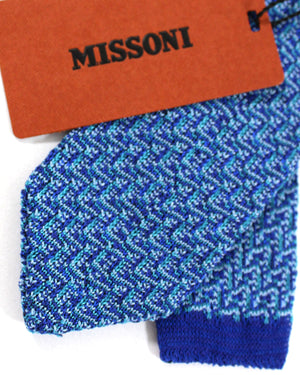 Missoni Knitted Tie Royal Blue Zig Zag Design