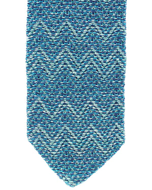 Missoni Knitted Tie Aqua Zig Zag Design