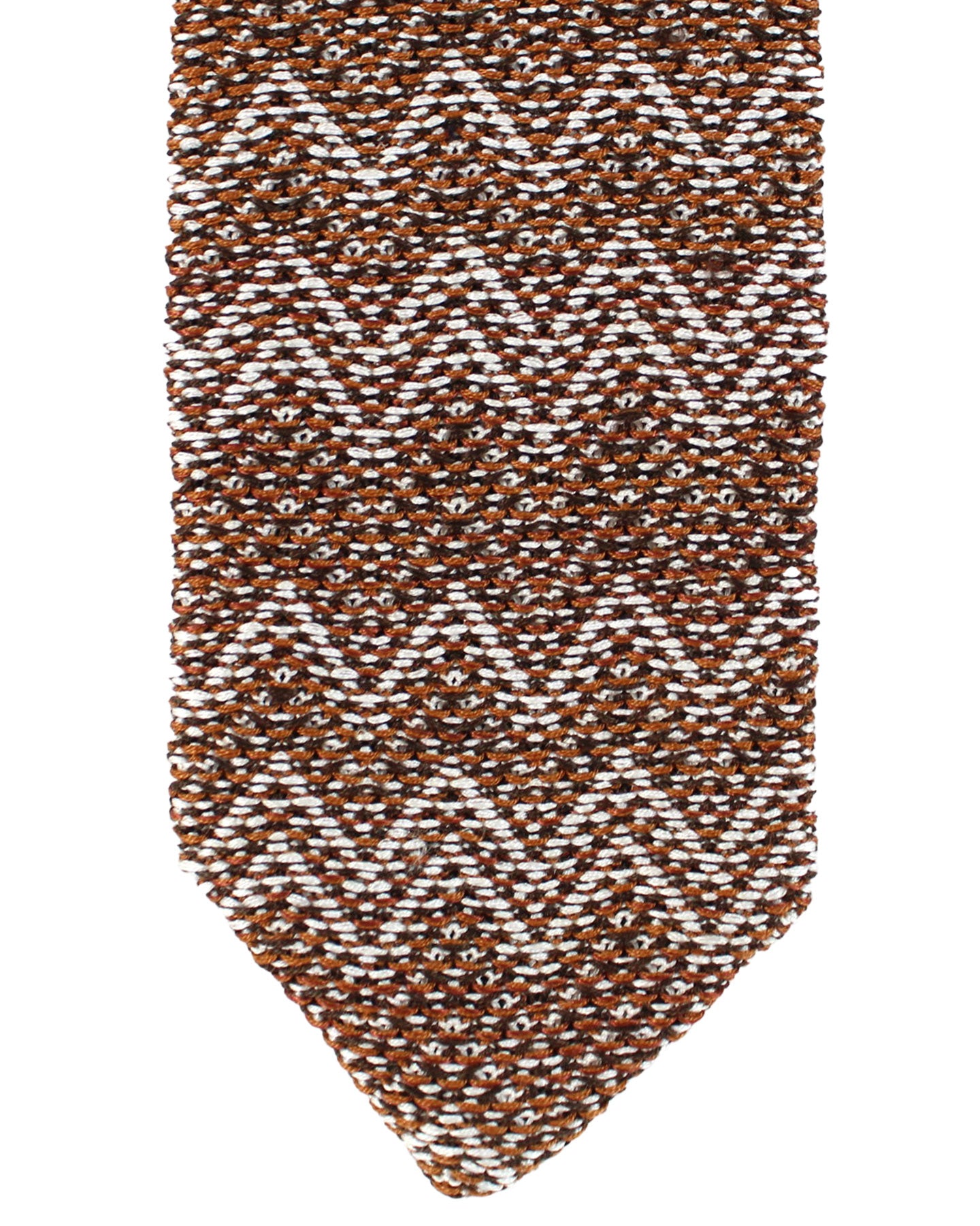 Missoni Knitted Tie Brown Zig Zag Design