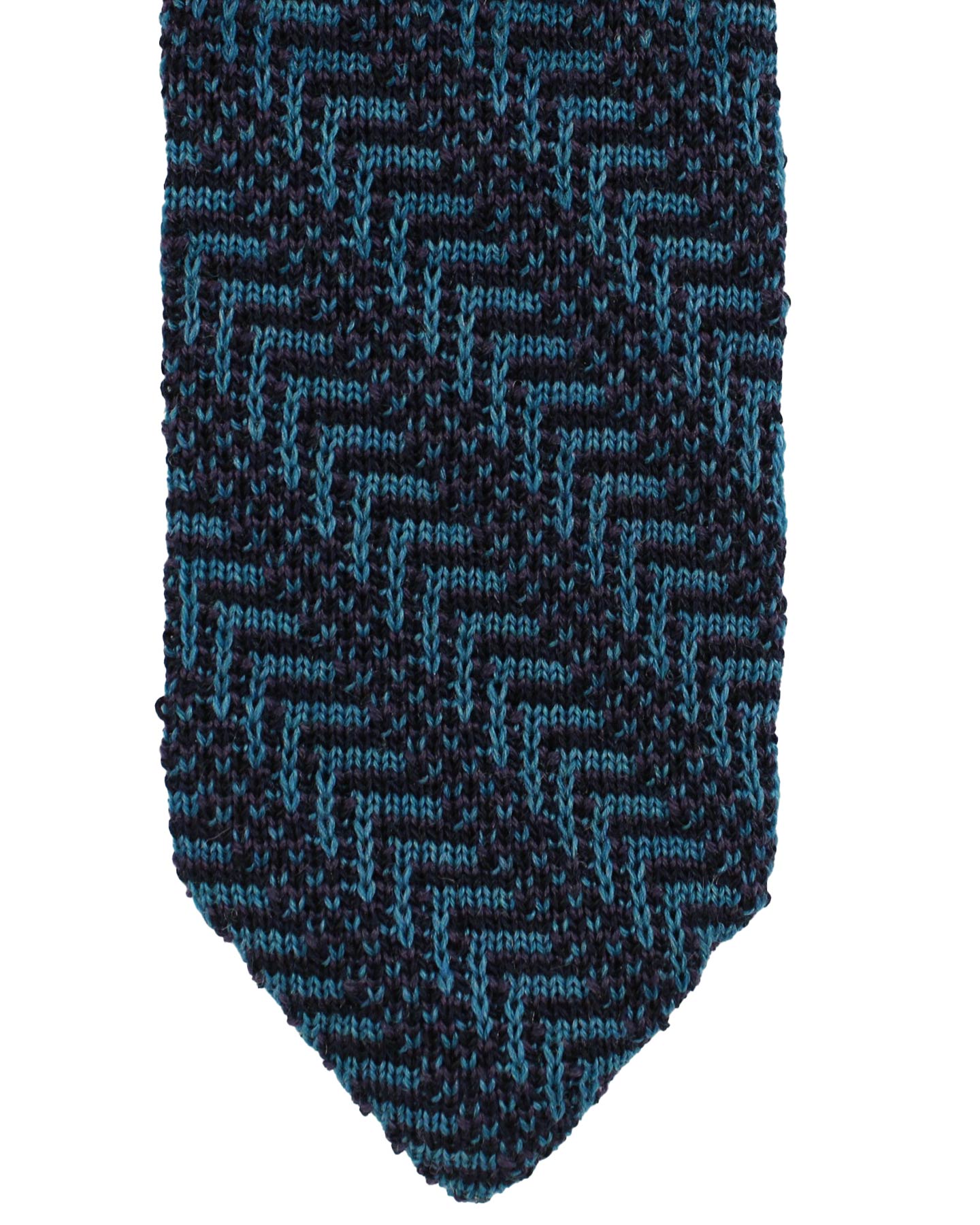 Missoni Knitted Tie Blue Black Wool Silk