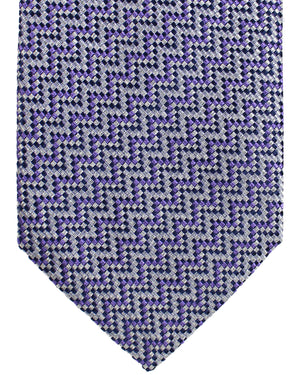 Missoni Silk Necktie Purple Silver Zig Zag Design