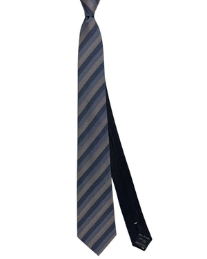 Missoni Tie Gray Blue Stripes - Hand Made In Italy