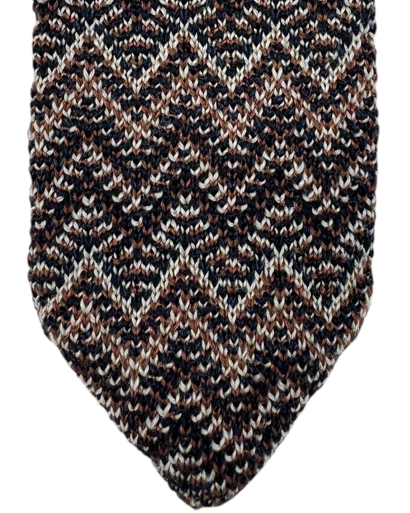 Missoni Knitted Tie Brown Herringbone Design
