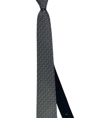 Missoni Silk Tie Black and Silver Herringbone ZigZag