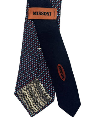 Missoni Silk Tie Red Sky Blue Skinny Stripes