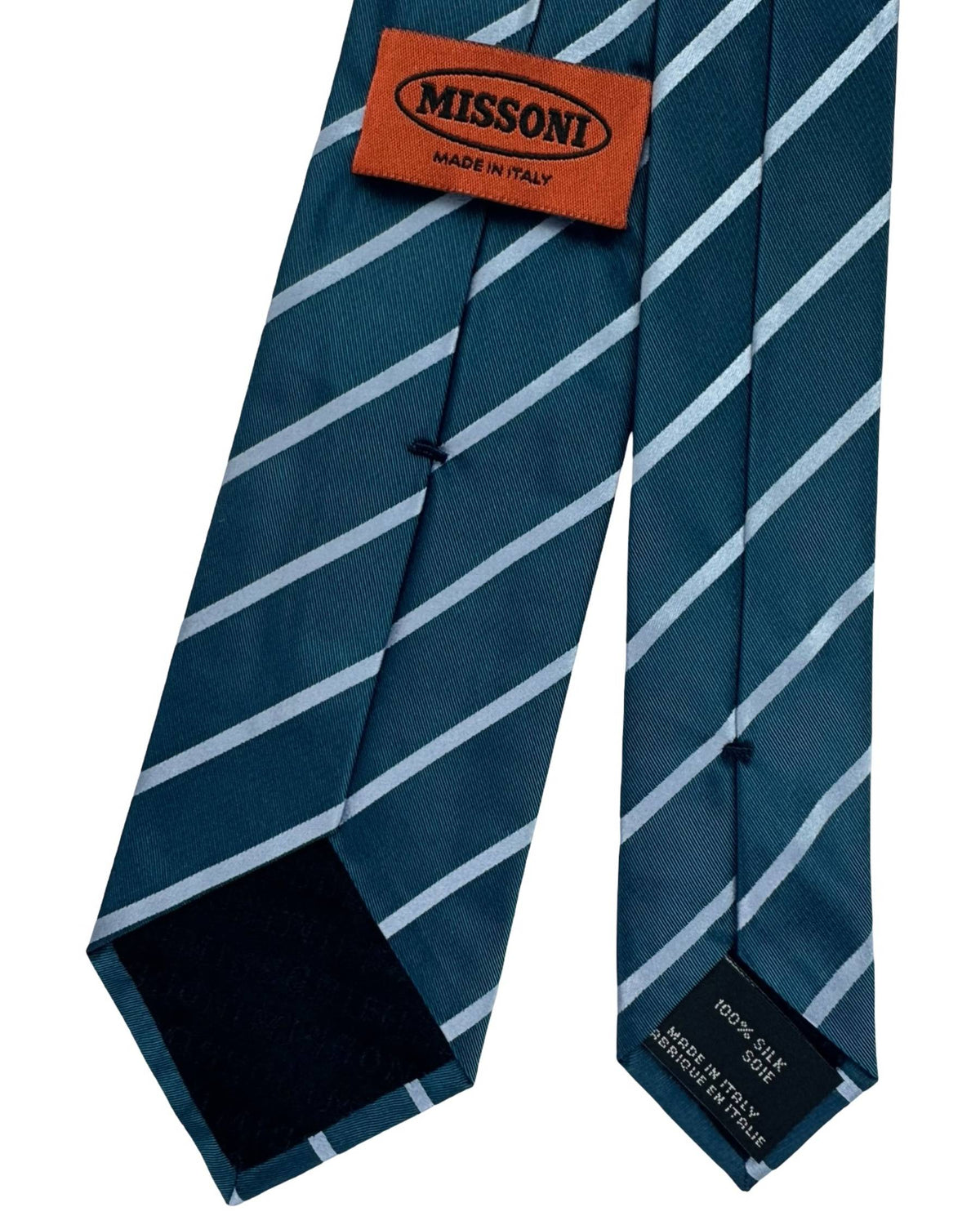 Missoni Silk Tie Dark Grey Sky Blue Stripes