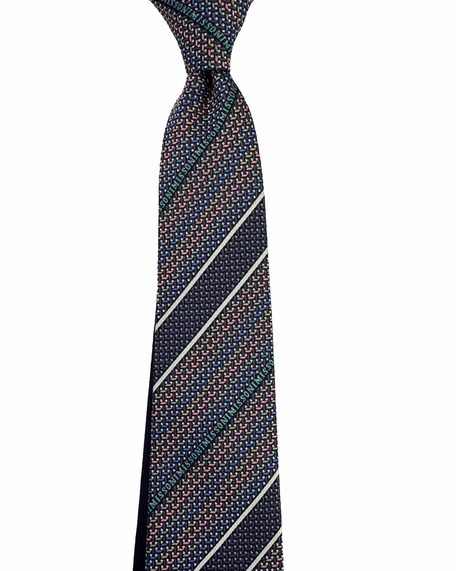 Missoni Silk Tie Purple Multicolor Branded Stripes